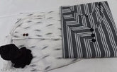 Stylish grey kurti with white pant set, cotton three-quarter sleeves, striped, women's summer special