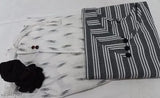 Stylish grey kurti with white pant set, cotton three-quarter sleeves, striped, women's summer special