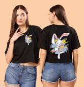 Oversized rabbit print cotton crop top in various sizes for women and girls, India origin