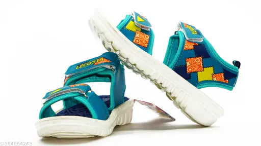 Limited Edition Sea Green Lecosta Patent Leather Kids Sandals, size 5 to 10 years, vibrant printed net design on display