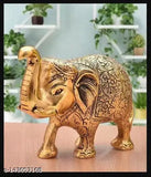 Gold brass elephant showpiece, 13cm x 9cm x 5cm, enhance home decor