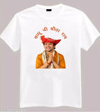 Modern polyester printed white short sleeves t-shirt for men, casual wear with stylish print on display