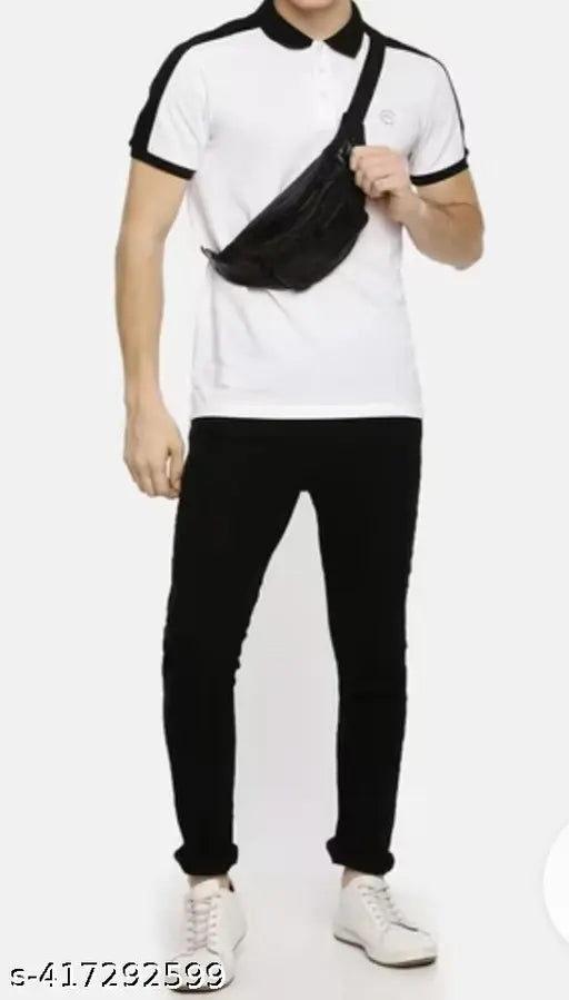 Black cotton men's slim fit denim jeans, comfortable mid-rise with classic closure - size 28, 30, or 32 (India origin)