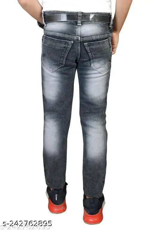 Designer denim jeans for men - high-quality, classic fit, blue denim with placement print