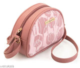 Rainbow faux leather sling bag, free size, floral print, functional storage, adjustable strip & zip closure, made with high-grade faux leather & Indian cotton canvas