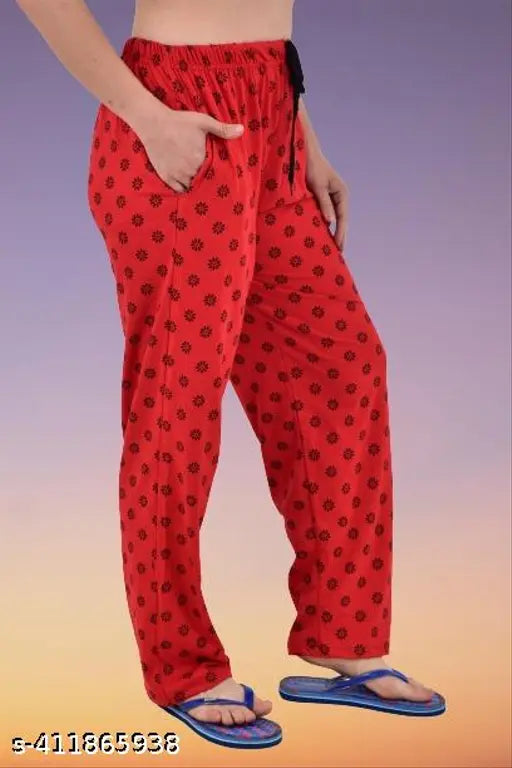 Red cotton maxi pyjama for women - trendy, comfortable, fashionable