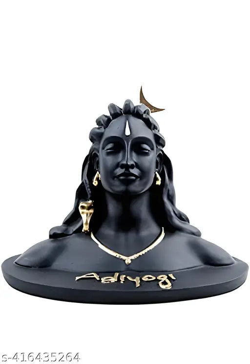 Handcrafted black resin Adi Shankara figurine of Lord Shiva, 10cm tall, Indian origin