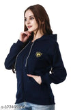 Cotton blend printed net winter jacket with long sleeves, Sherpa-lined chain hoodie for women, India-made