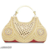 Velvet fancy clutch for parties & weddings, one compartment & inner pocket, free size (10in L x 6.5in H x 2.5in W), made in India