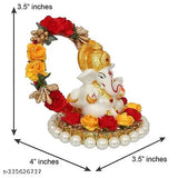 Red, white, yellow marble Ganesh idol (62 cm), Diksha Collection car dashboard decorative showpiece