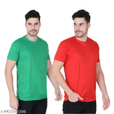 Indian solid polyester round neck t-shirts pack of 2 for daily wear, exercise, or casual outings