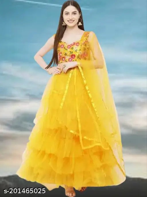 Satin-net lehenga choli set, new launch by Sandhya Fashion, India