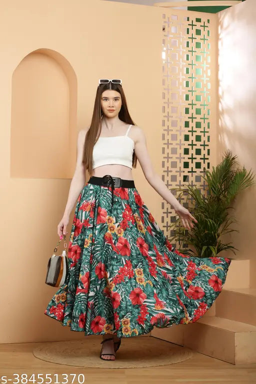 Multi Floral Print Crepe Skirt from Neoen 2024, vibrant and versatile for women's fashion