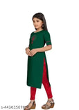 Cotton blend solid kuratikurta for girls, three-quarter sleeves, suitable for ages 6-13 years, Indian traditional clothing