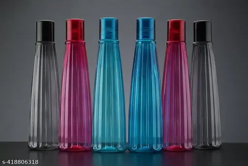 Transparent 1L Ruby ater bottles set for kitchen, Office, Sports, School, Travel, Gym - Leak-proof, BPA-free plastic water bottles with Ruby caps