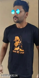 Shree Hanuman printed polyester t-shirt, Indian religious art on short sleeves tee (S, M, L, XL, XXL)