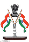 High-quality Spring Base Indian Flag for cars & tables, double-sided cross design. Patriotic automobile showpiece for office or home decor. Made in India