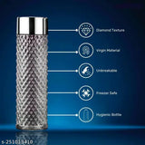 Clear, premium 6PCS water fridge bottles (1000ml each), BPA-free white silver plastic