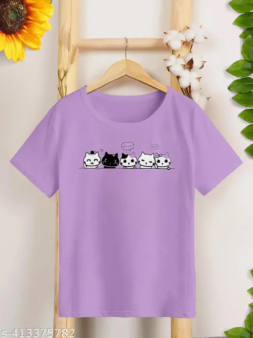 Round neck cotton blend half sleeves women's t-shirt, printed net design, size S-XL (India origin)