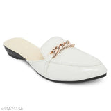Patent leather, textured almond toe loafers with low heels and open back net detail - women's casual daily mule sandals in various sizes from India