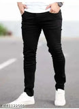 Black polycotton jeans by Al Yusra Jeans for men - Solid, comfortable, and stylish design from trusted brand, size 28 (w: 28in, l: 40in, h: 30in), India origin