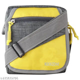 Grey and yellow polyester body cross sling bag, ideal for formal and casual outings