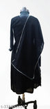 Black Georgette maxi dress with dupatta set, A-line party kurta for girls aged 6-15, features silver work and long sleeves. Ideal for Navratri and casual western wear. Hand wash only