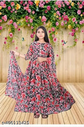 New Collection Georgette A-Line Dress, three-quarter sleeves, printed net fabric, suitable for casual wear and events, India origin