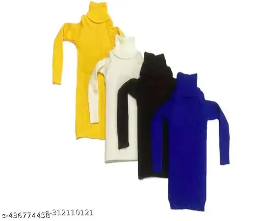 Wool highneck sweaters for kids (self-design), pack of 3, featuring long sleeves in various sizes from 0-12 months