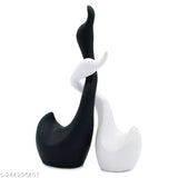Large white and black ceramic Lucky Swan Couple figures for home decor, exquisitely crafted with piano finish, ideal for tabletop showpieces & collectibles (Set of 2 pc, 8 cm x 24 cm x 11 cm)