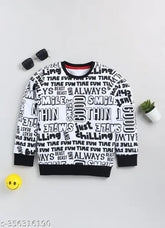 White cotton Mimino kids full sleeve printed hoodie with stylish typography designs