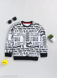 White cotton Mimino kids full sleeve printed hoodie with stylish typography designs