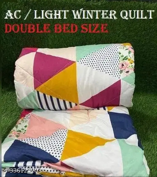 Light winter Glace Cotton quilt, double bed size (270 thread count), geometric pattern