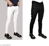 Denim men's jeans pack of 2, solid color denim pants for stylish fit - sizes 28, 30, 32