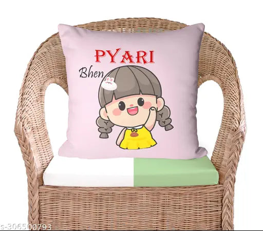 Aluminium Raksha Bandhan Gift Hamper, 12x12 inches cushion cover with filler pillow & 600ml sipper water bottle, premium quality for loved ones HR209