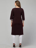Wool embroidered kurti for women, premium wool fabric, three-quarter sleeves, Indian craftsmanship, full-length design (42 inches)