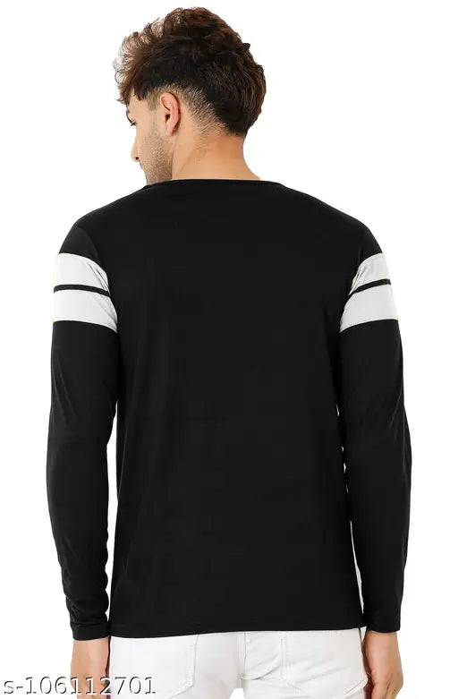 Striped cotton blend full sleeve round neck t-shirt for men, XL size, fashionable wardrobe essential