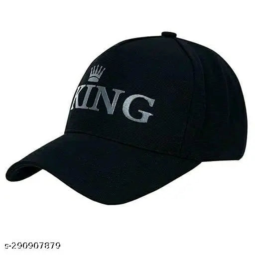 Stylish King Logo Print cotton baseball cap, trending design for both girls and boys, adjustable size, India origin