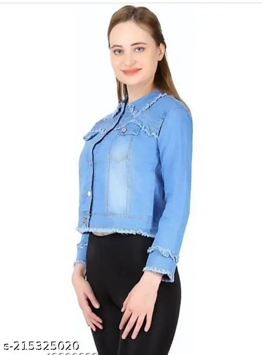 Denim waistcoat for women, Urbane Fabulous Jacket, solid pattern, long sleeves, size S-XL