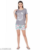 Women's printed cotton top & shorts set (pack of 1), vibrant summer fashion for warm weather