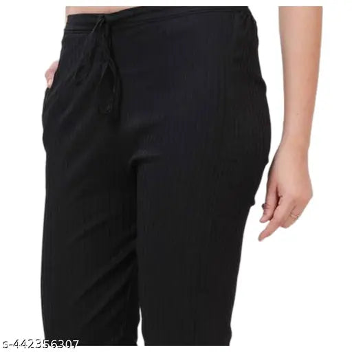 Cotton blend solid pants set: yellow, pink, black in various sizes (S-4XL), Indian daily wear