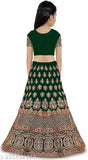 Taffeta Silk semi-stitched kids' party lehenga choli, embroidered with net dupatta - Indian ethnic wear for festivals