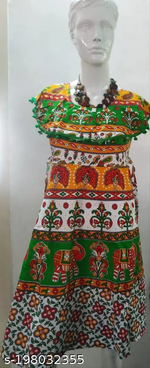 Cotton printed net Cute Stylus Girls Kurtis & Kurtas for girls, short sleeves, size 13-14 Years (Top Bust Size: 32in), India origin