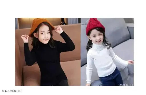 Highneck wool kids sweater pack of 2, solid pattern for 0-8 years in various sizes (India origin)