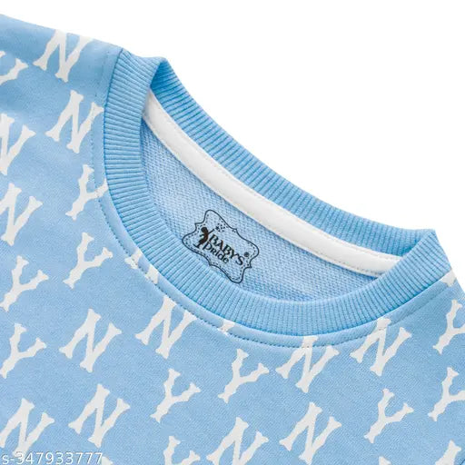 Organic blue cotton unisex casual sweatshirt, baby-friendly, soft, breathable