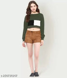 Colorblocked cotton short sleeves combo DBR croptop for girls, India origin