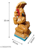 Brown ceramic statue of sitting Goddess Durga Mariamman Devi Maa, ideal for home and office decor, handmade Amman idol (Murti) for pooja room, measures approximately 22 cm in height
