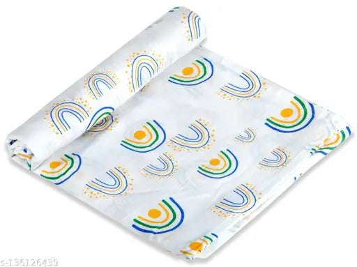 Green Plus print Dino-Rainbow-Green swaddle blanket set (3 pc), 100cm x 100cm, premium organic cotton for cozy infant swaddling