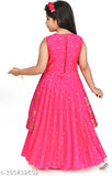 Silk sleeveless printed net kids gown, vibrant design for 0-3 months