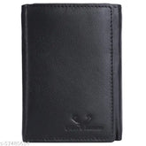 Genuine leather, urban-style men's tri-fold wallet with RFID blocking, 5 compartments in free size (9cm x 1cm)